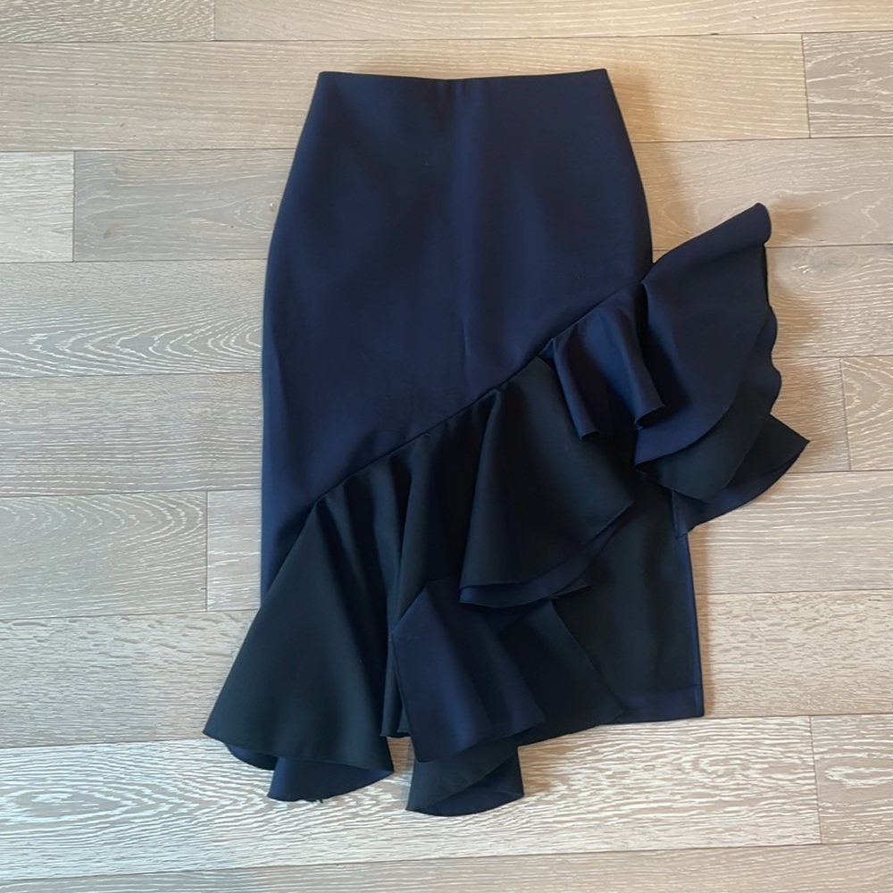 Jacquemus Skirt in Navy and Black, Ruffles on The Side and Button, Size 34